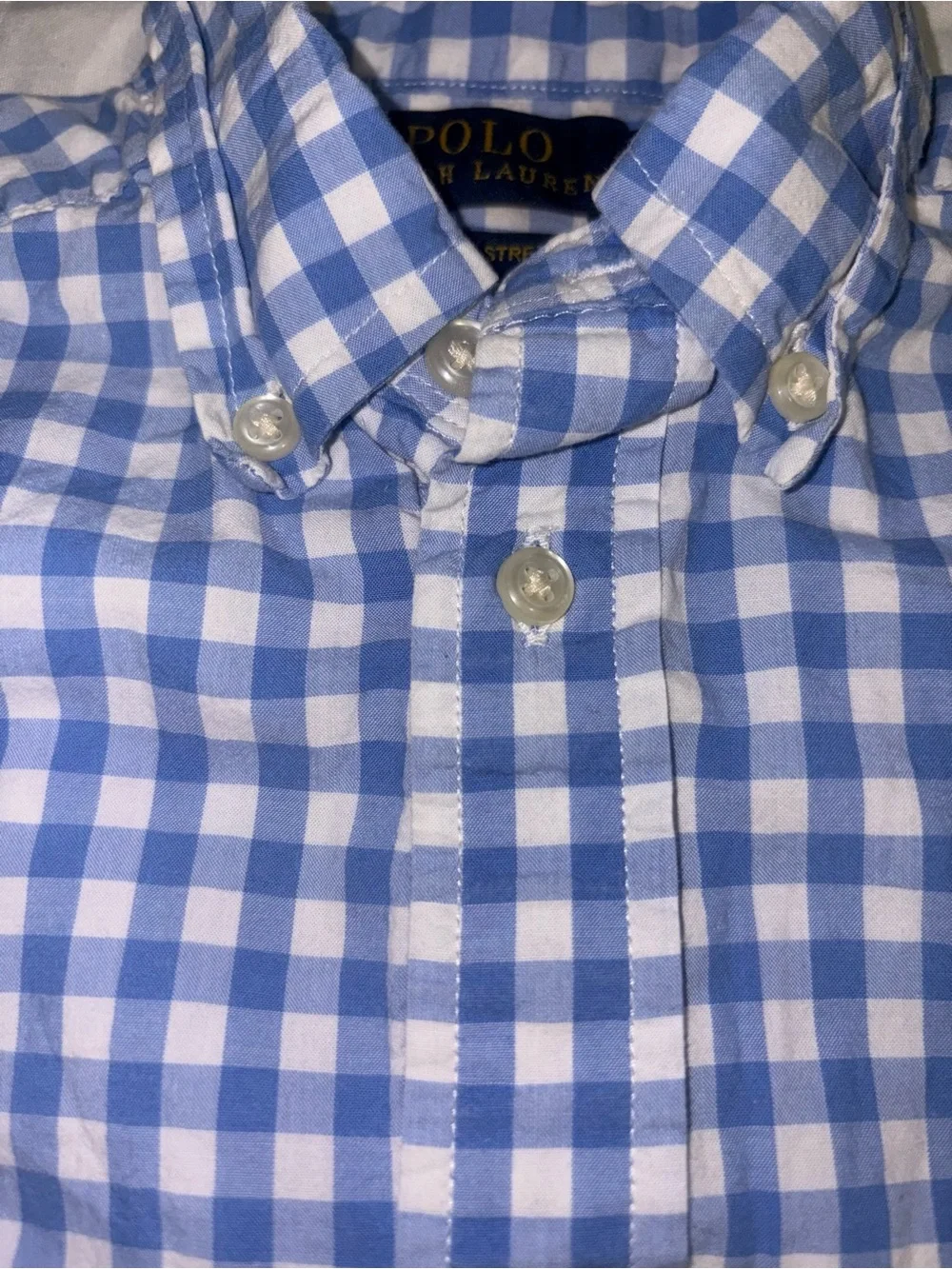 Kids Ralph Lauren Blue and White Gingham Short-Sleeve Button-Down Shirt